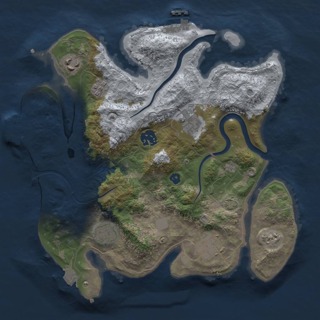 Rust Map: Procedural Map, Size: 3000, Seed: 2436600, 10 Monuments