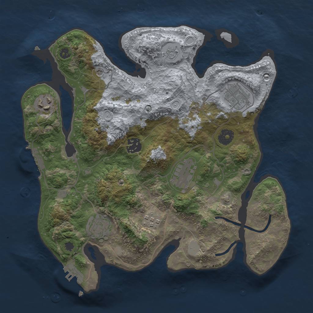 Rust Map: Procedural Map, Size: 3000, Seed: 2436600, 13 Monuments