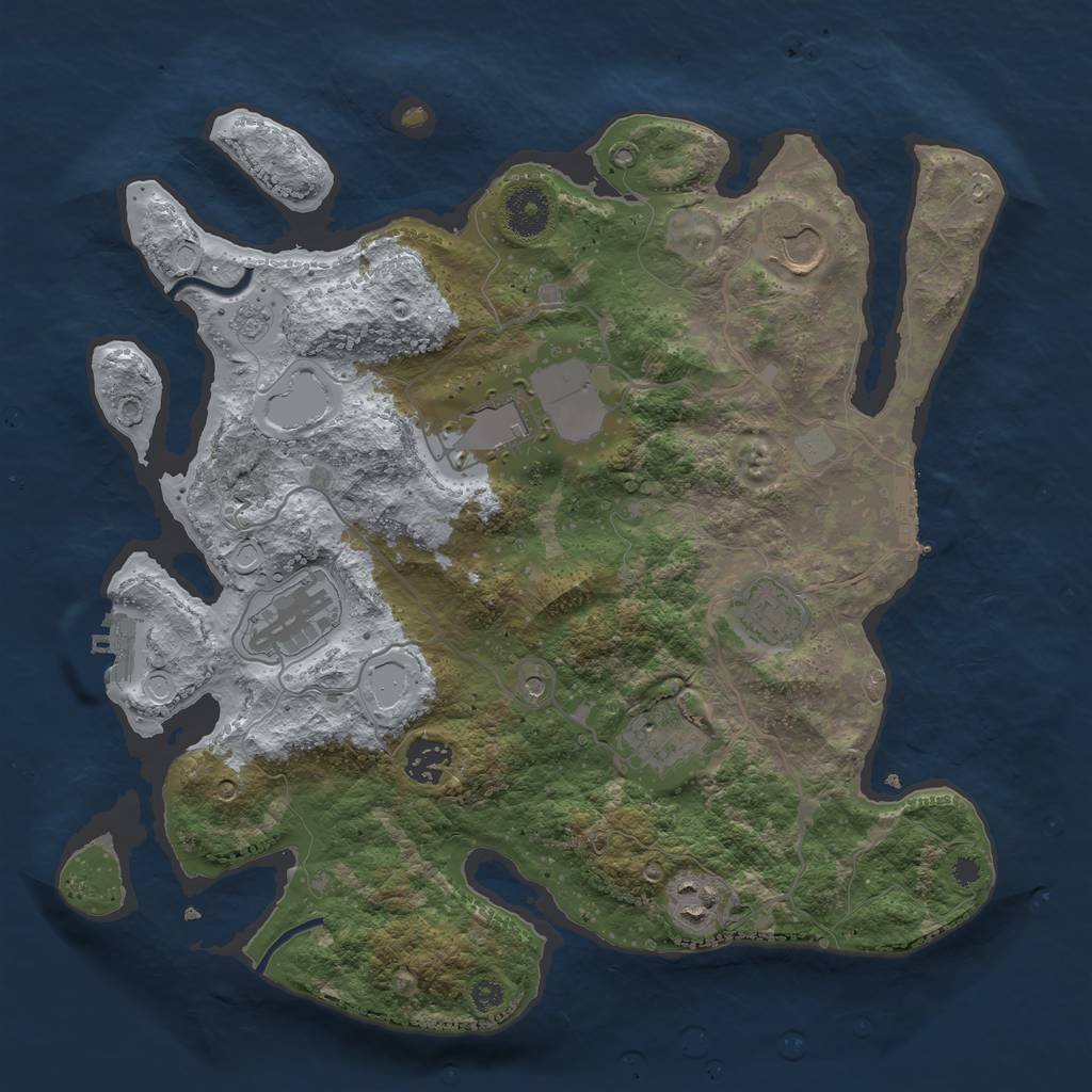Rust Map: Procedural Map, Size: 3500, Seed: 5154123, 16 Monuments