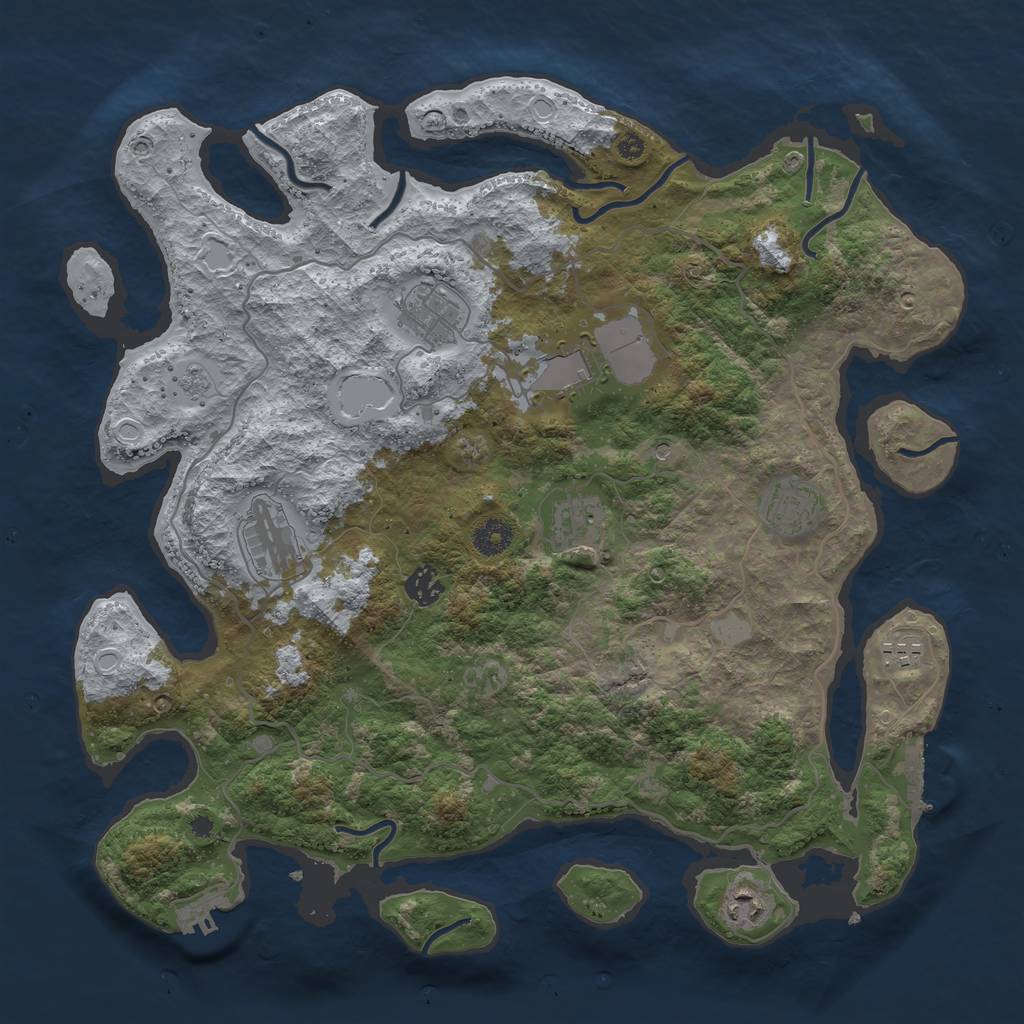 Rust Map: Procedural Map, Size: 4000, Seed: 101437125, 17 Monuments