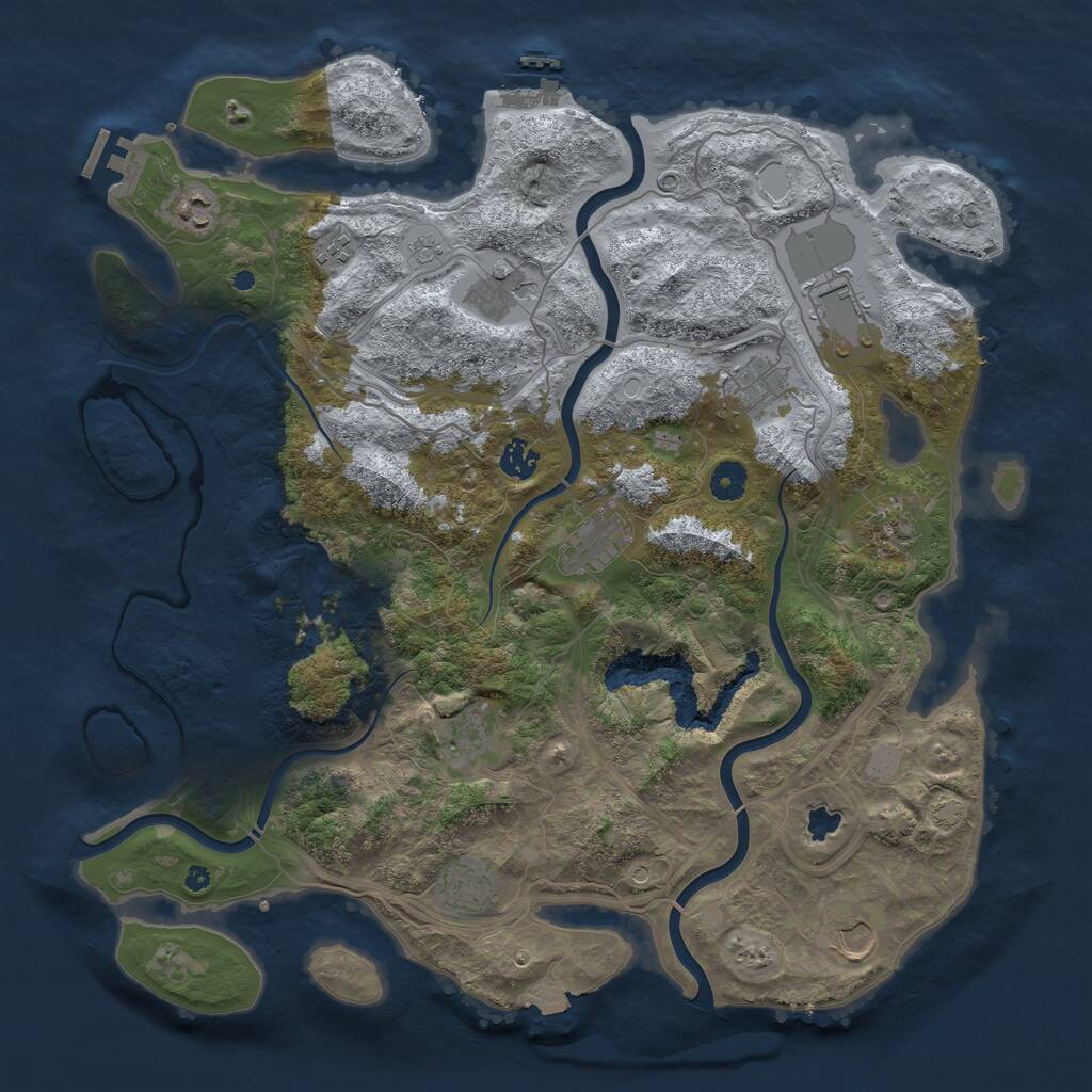 Rust Map: Procedural Map, Size: 4250, Seed: 355321054, 17 Monuments