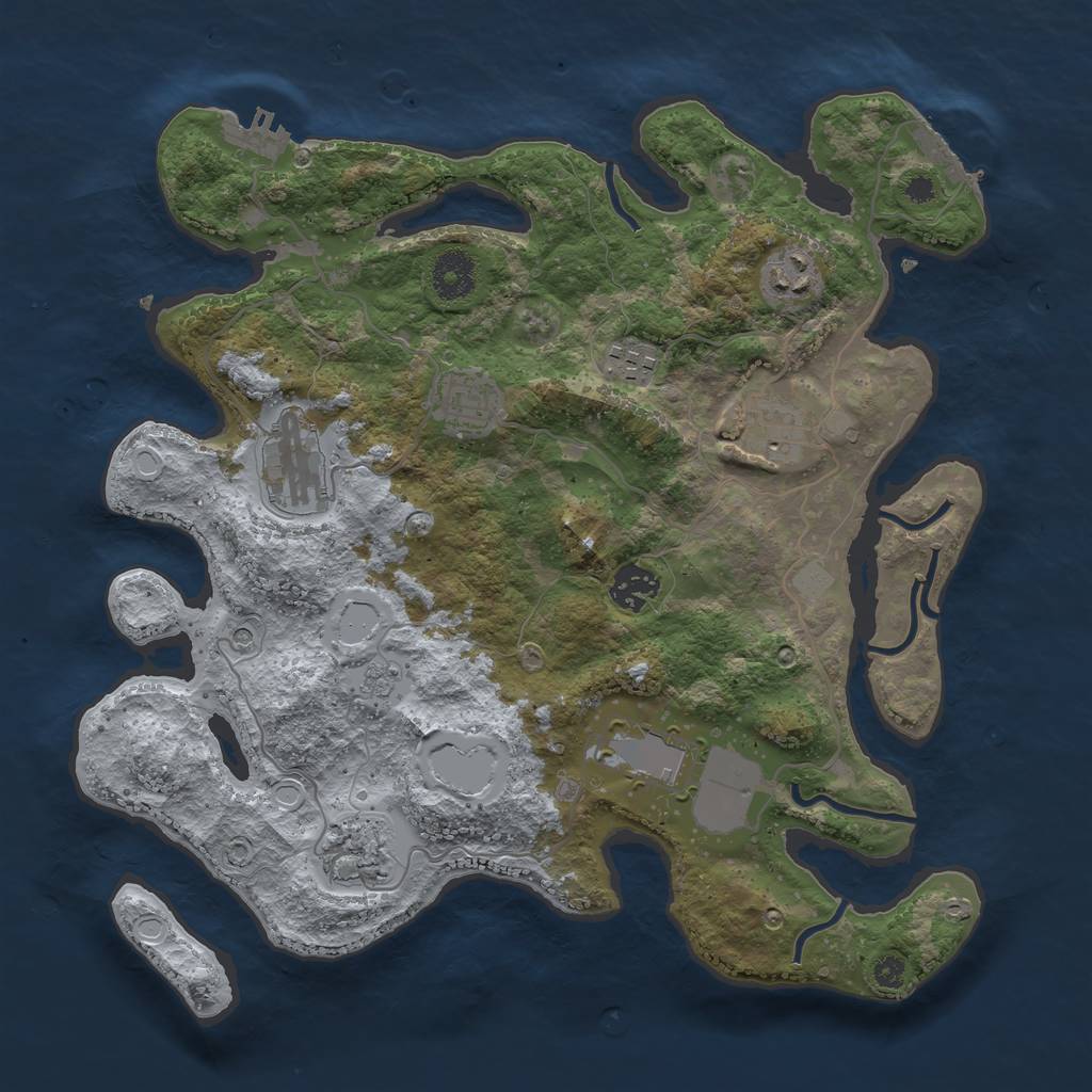 Rust Map: Procedural Map, Size: 3500, Seed: 1917060565, 17 Monuments