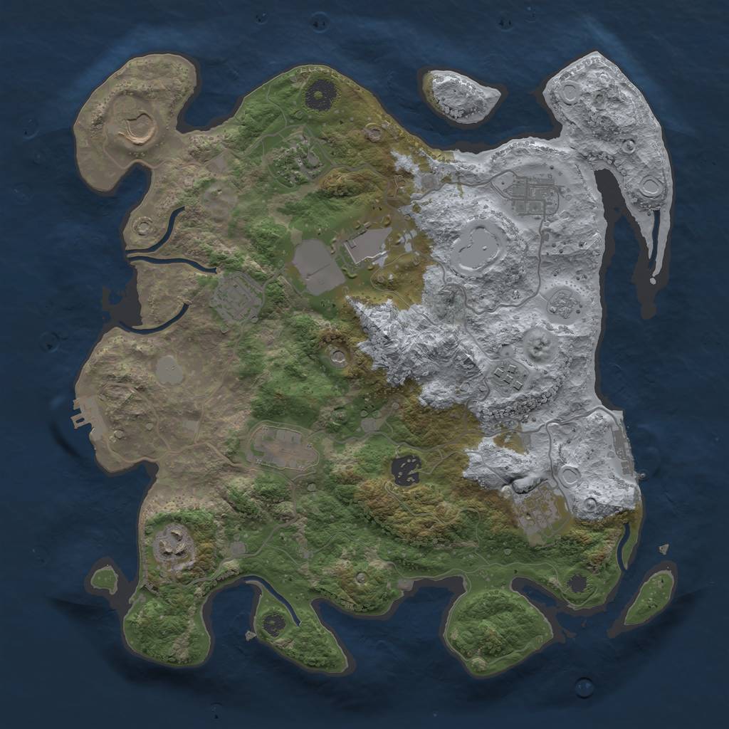 Rust Map: Procedural Map, Size: 3500, Seed: 141063394, 19 Monuments