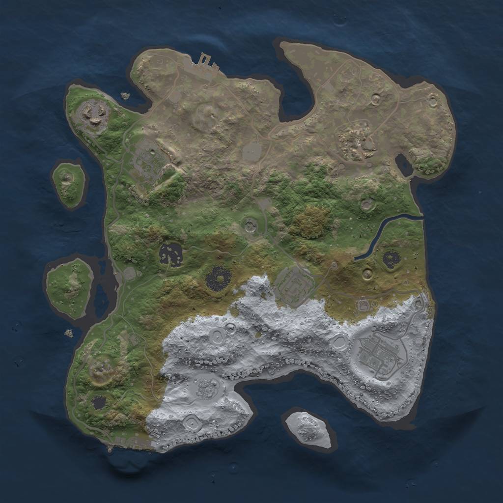 Rust Map: Procedural Map, Size: 3000, Seed: 1825349790, 15 Monuments