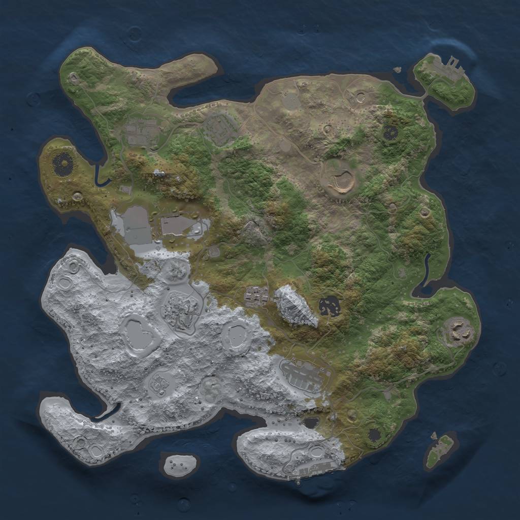 Rust Map: Procedural Map, Size: 3500, Seed: 1740615172, 18 Monuments