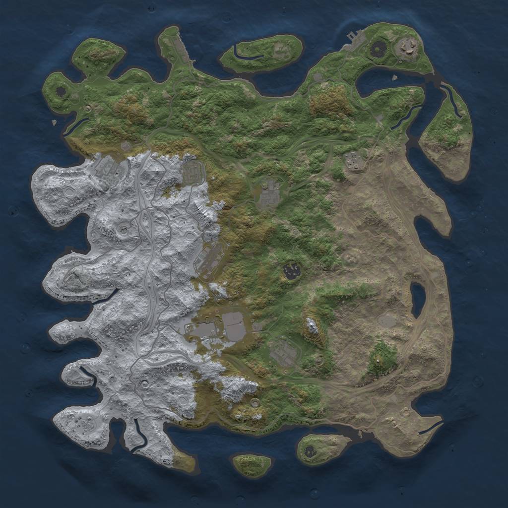 Rust Map: Procedural Map, Size: 4500, Seed: 365024044, 18 Monuments