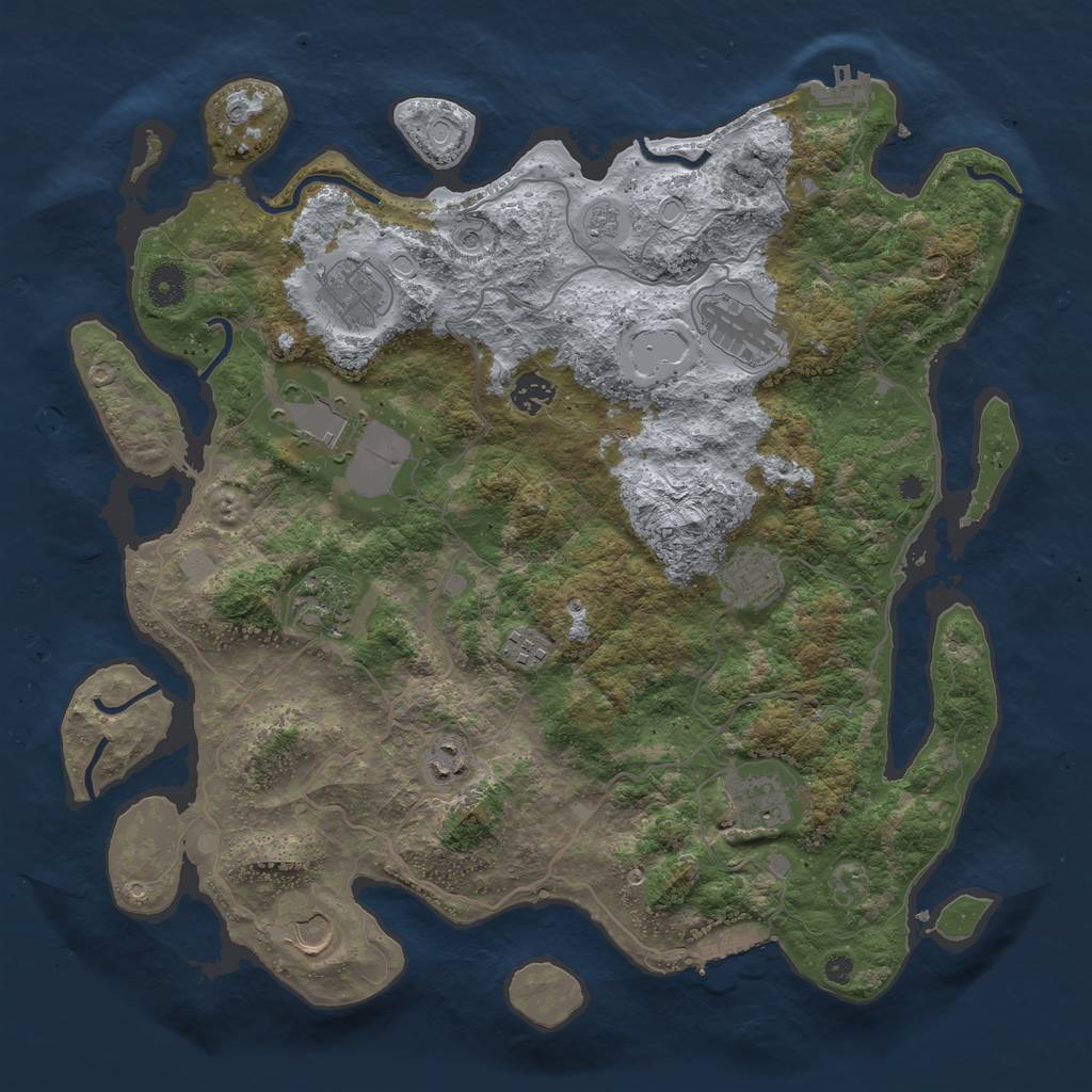 Rust Map: Procedural Map, Size: 4000, Seed: 202020, 19 Monuments