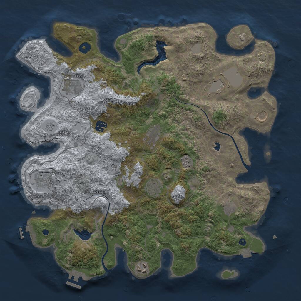 Rust Map: Procedural Map, Size: 4000, Seed: 398898849, 16 Monuments