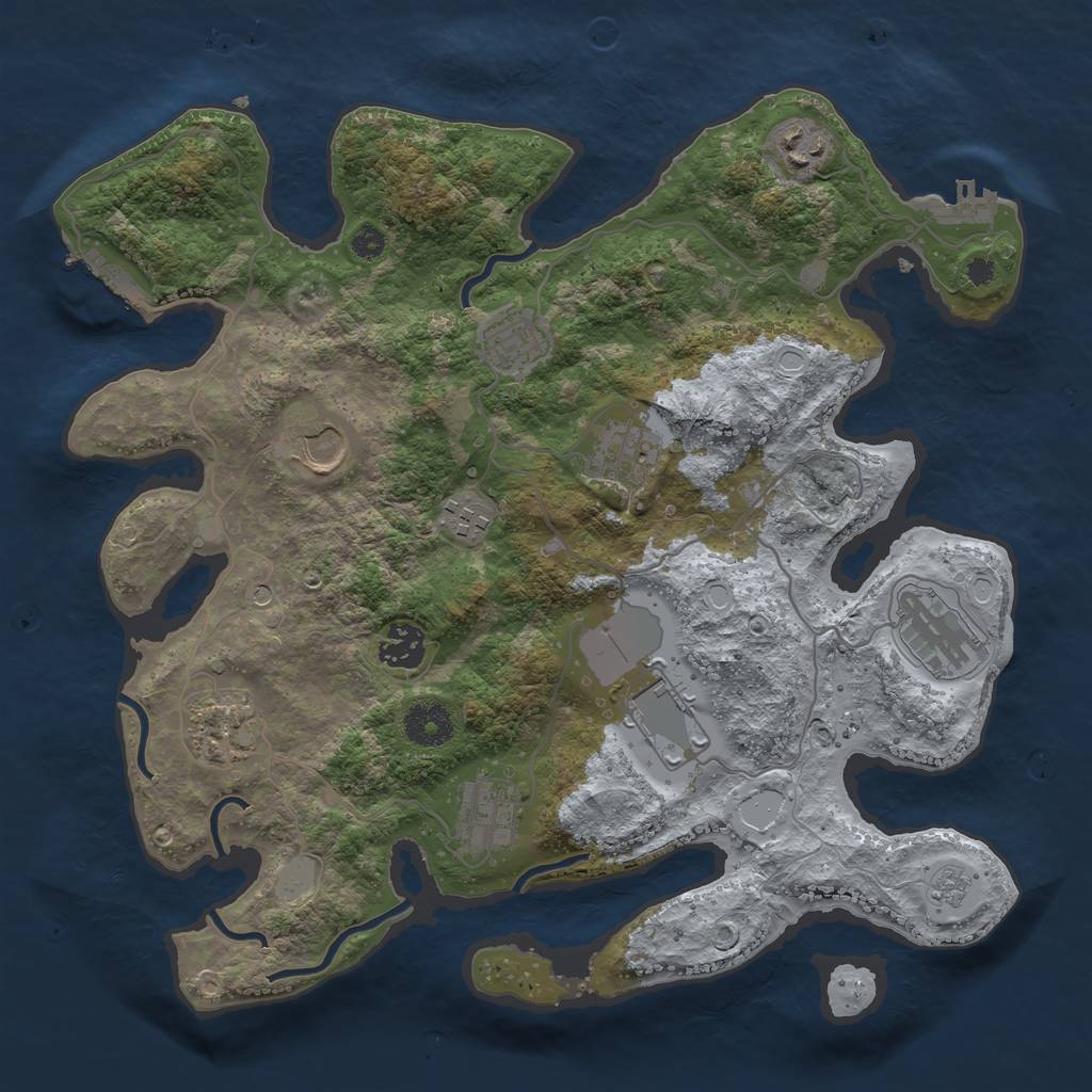 Rust Map: Procedural Map, Size: 3500, Seed: 2099999996, 19 Monuments