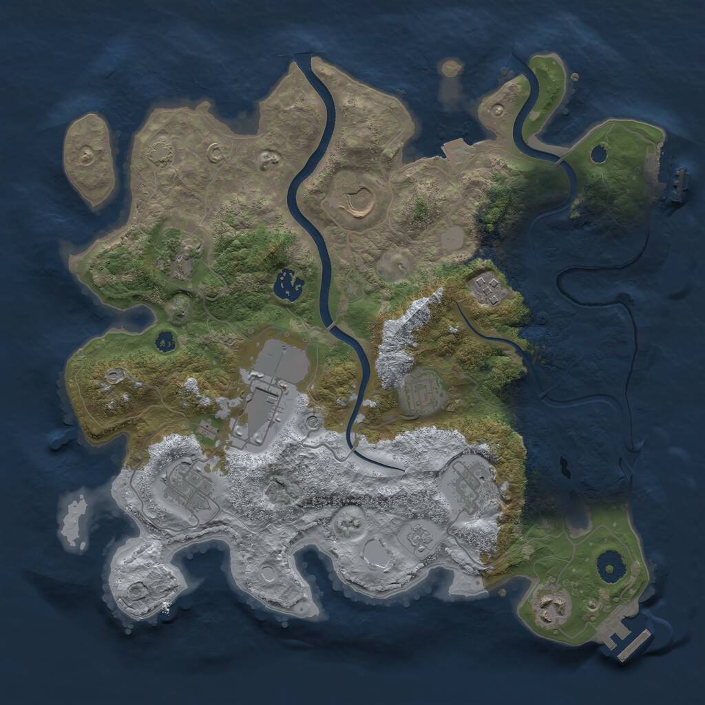 Rust Map: Procedural Map, Size: 3500, Seed: 649613379, 15 Monuments