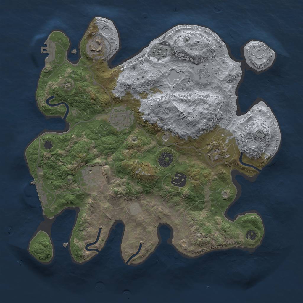 Rust Map: Procedural Map, Size: 3000, Seed: 65639, 15 Monuments