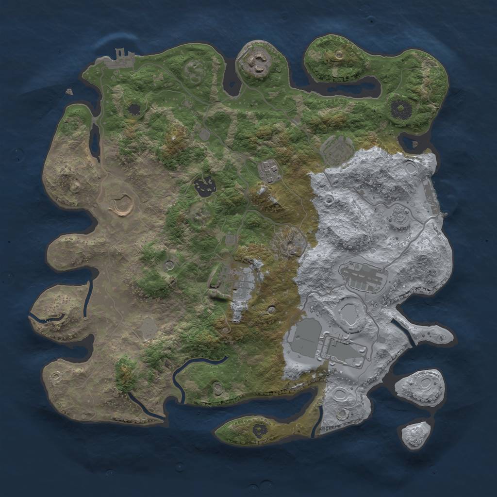Rust Map: Procedural Map, Size: 3500, Seed: 32561, 17 Monuments