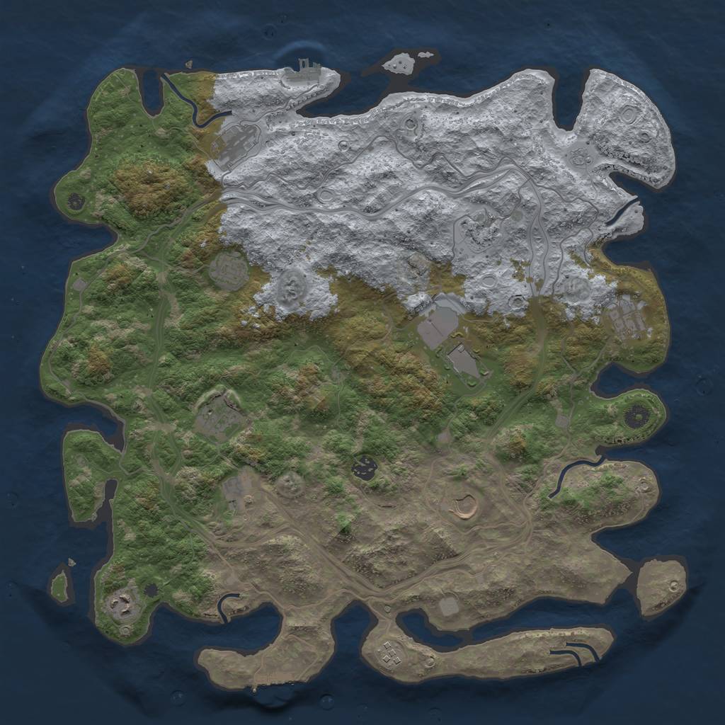 Rust Map: Procedural Map, Size: 4500, Seed: 840398815, 20 Monuments