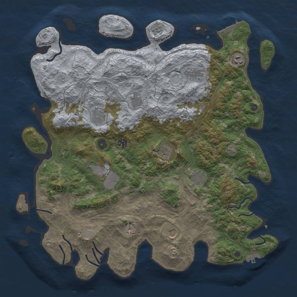 Rust Map: Procedural Map, Size: 4500, Seed: 12345654, 19 Monuments