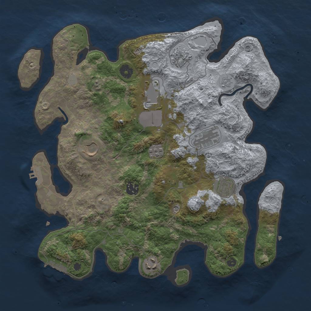 Rust Map: Procedural Map, Size: 3500, Seed: 244437977, 17 Monuments