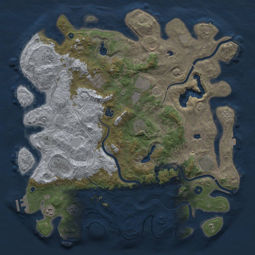 Rust Map: Procedural Map, Size: 4500, Seed: 10968406, 16 Monuments