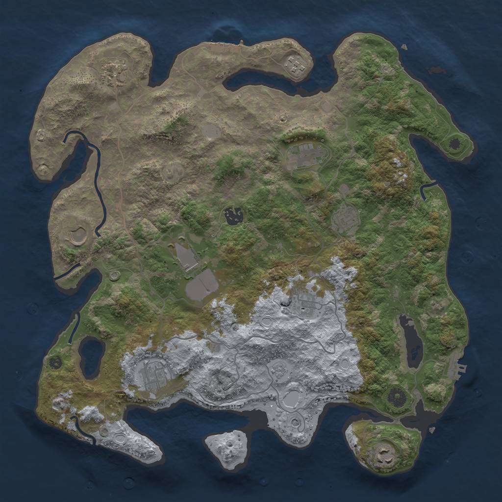 Rust Map: Procedural Map, Size: 4000, Seed: 205267115, 19 Monuments