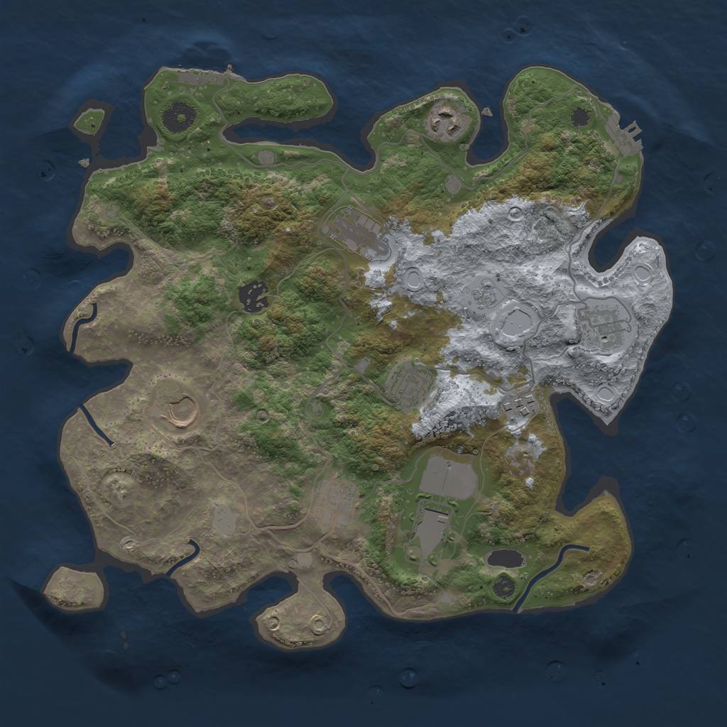Rust Map: Procedural Map, Size: 3500, Seed: 981759296, 17 Monuments