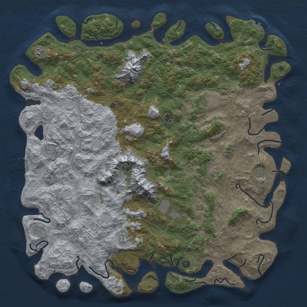 Rust Map: Procedural Map, Size: 6000, Seed: 5312689, 20 Monuments