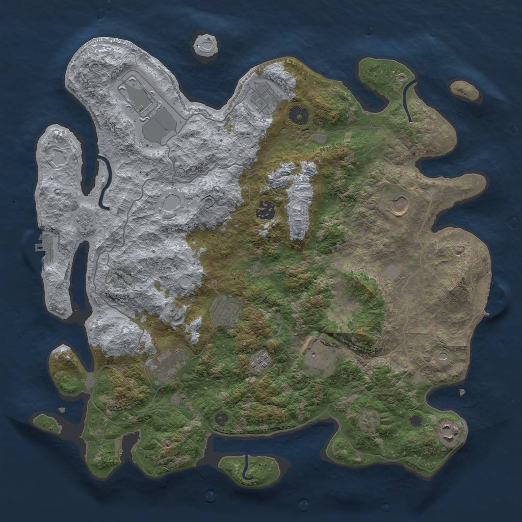 Rust Map: Procedural Map, Size: 4000, Seed: 399459855, 18 Monuments