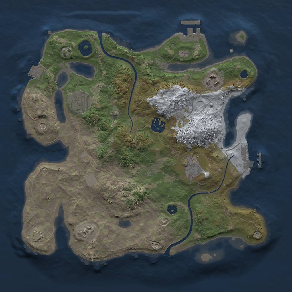 Rust Map: Procedural Map, Size: 3000, Seed: 789424947, 9 Monuments