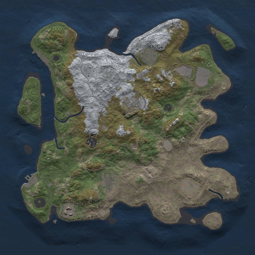 Rust Map: Procedural Map, Size: 3500, Seed: 800850, 16 Monuments