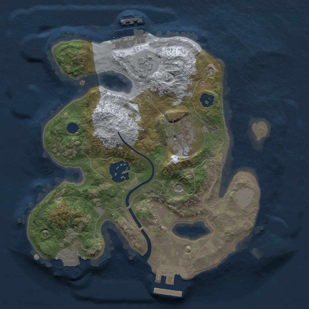 Rust Map: Procedural Map, Size: 2200, Seed: 1051336247, 7 Monuments