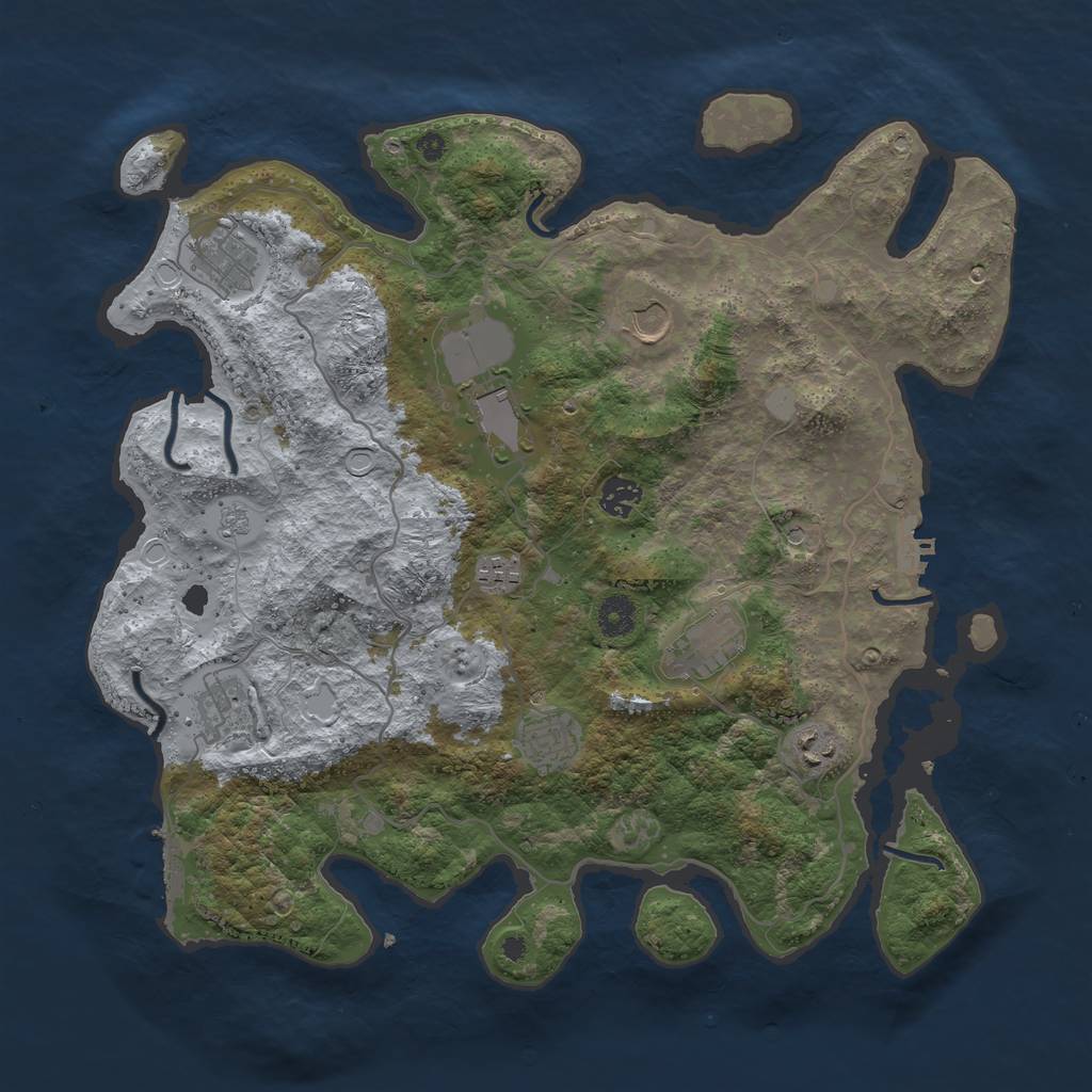 Rust Map: Procedural Map, Size: 4000, Seed: 2032759001, 18 Monuments
