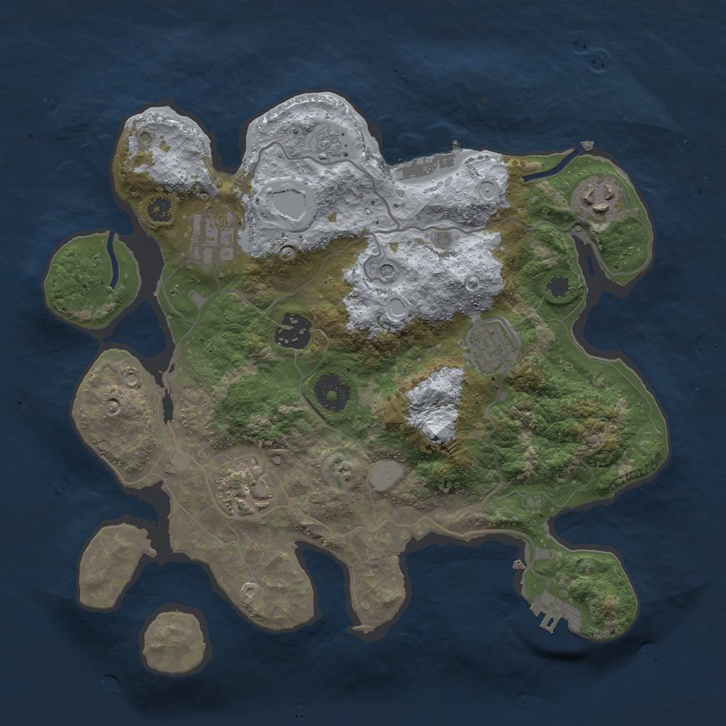 Rust Map: Procedural Map, Size: 3000, Seed: 1108338496, 14 Monuments