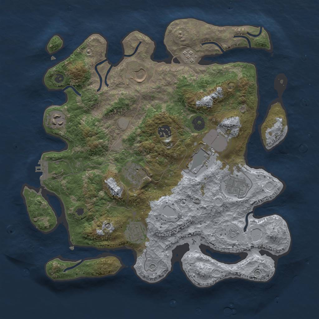 Rust Map: Procedural Map, Size: 3500, Seed: 322134, 16 Monuments