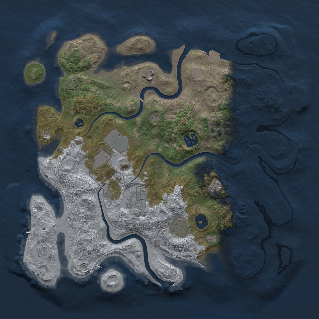 Rust Map: Procedural Map, Size: 3500, Seed: 781536, 11 Monuments