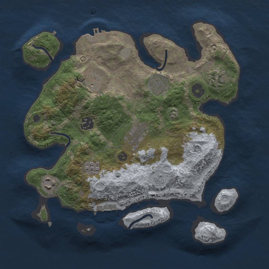 Rust Map: Procedural Map, Size: 3000, Seed: 52271, 15 Monuments