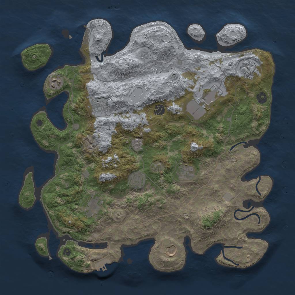 Rust Map: Procedural Map, Size: 4000, Seed: 2134181658, 19 Monuments