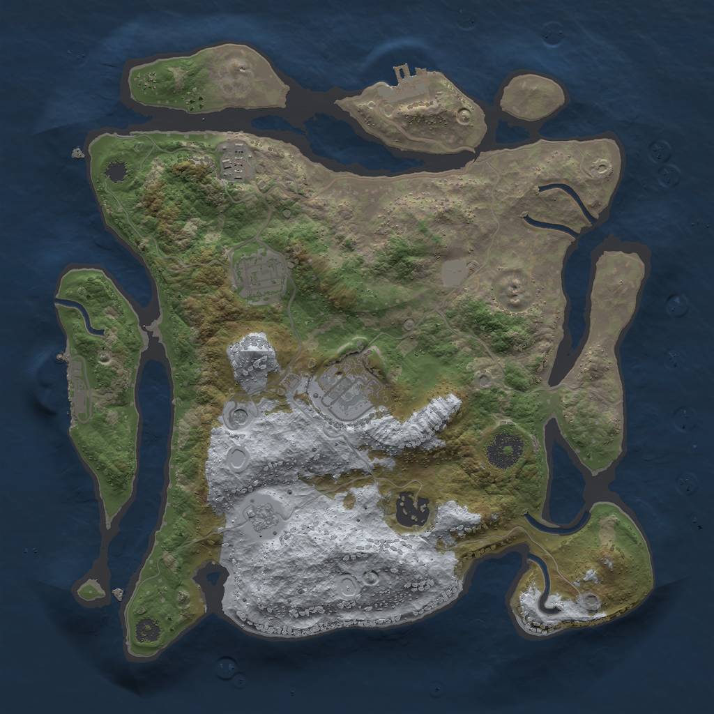 Rust Map: Procedural Map, Size: 3000, Seed: 545180324, 11 Monuments