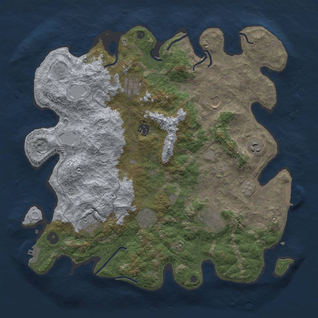 Rust Map: Procedural Map, Size: 4000, Seed: 1098974387, 17 Monuments