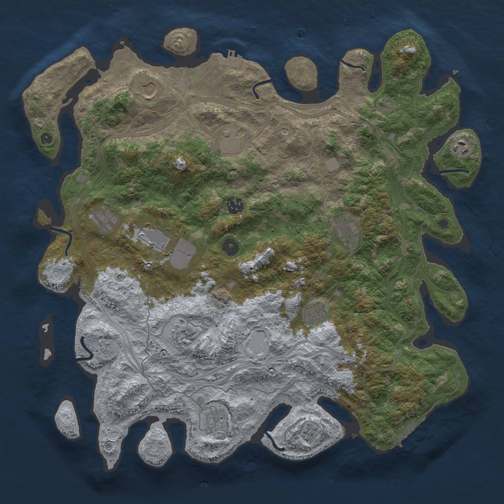 Rust Map: Procedural Map, Size: 4500, Seed: 23574, 18 Monuments