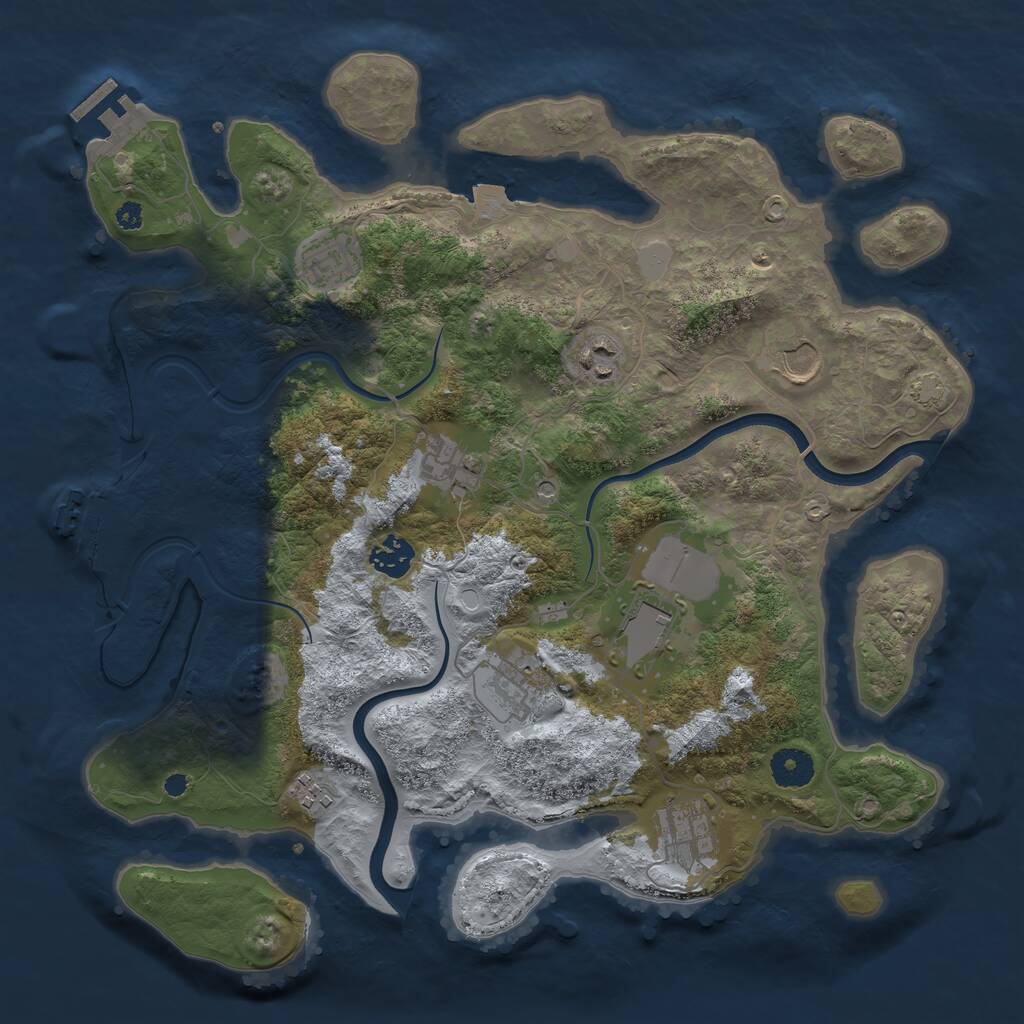Rust Map: Procedural Map, Size: 3700, Seed: 856839, 14 Monuments