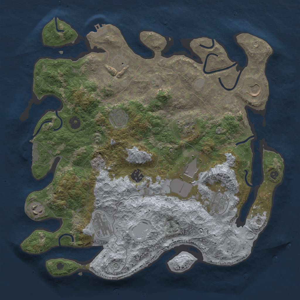Rust Map: Procedural Map, Size: 3700, Seed: 198591, 19 Monuments