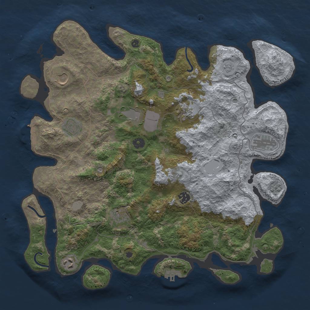 Rust Map: Procedural Map, Size: 4000, Seed: 220124, 18 Monuments
