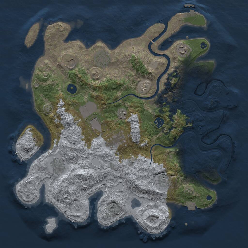Rust Map: Procedural Map, Size: 3800, Seed: 1833779774, 15 Monuments