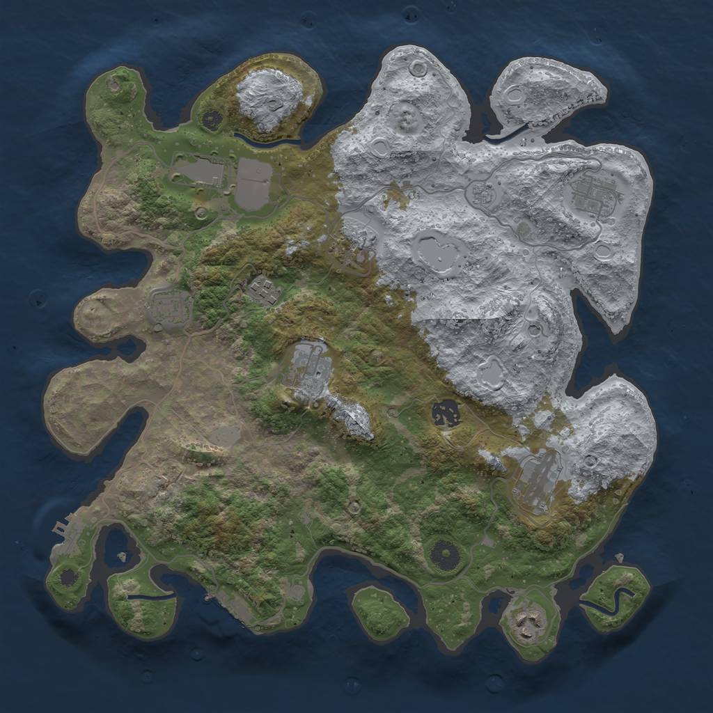 Rust Map: Procedural Map, Size: 3700, Seed: 573512, 18 Monuments