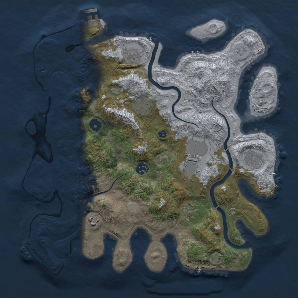 Rust Map: Procedural Map, Size: 3700, Seed: 608577, 12 Monuments