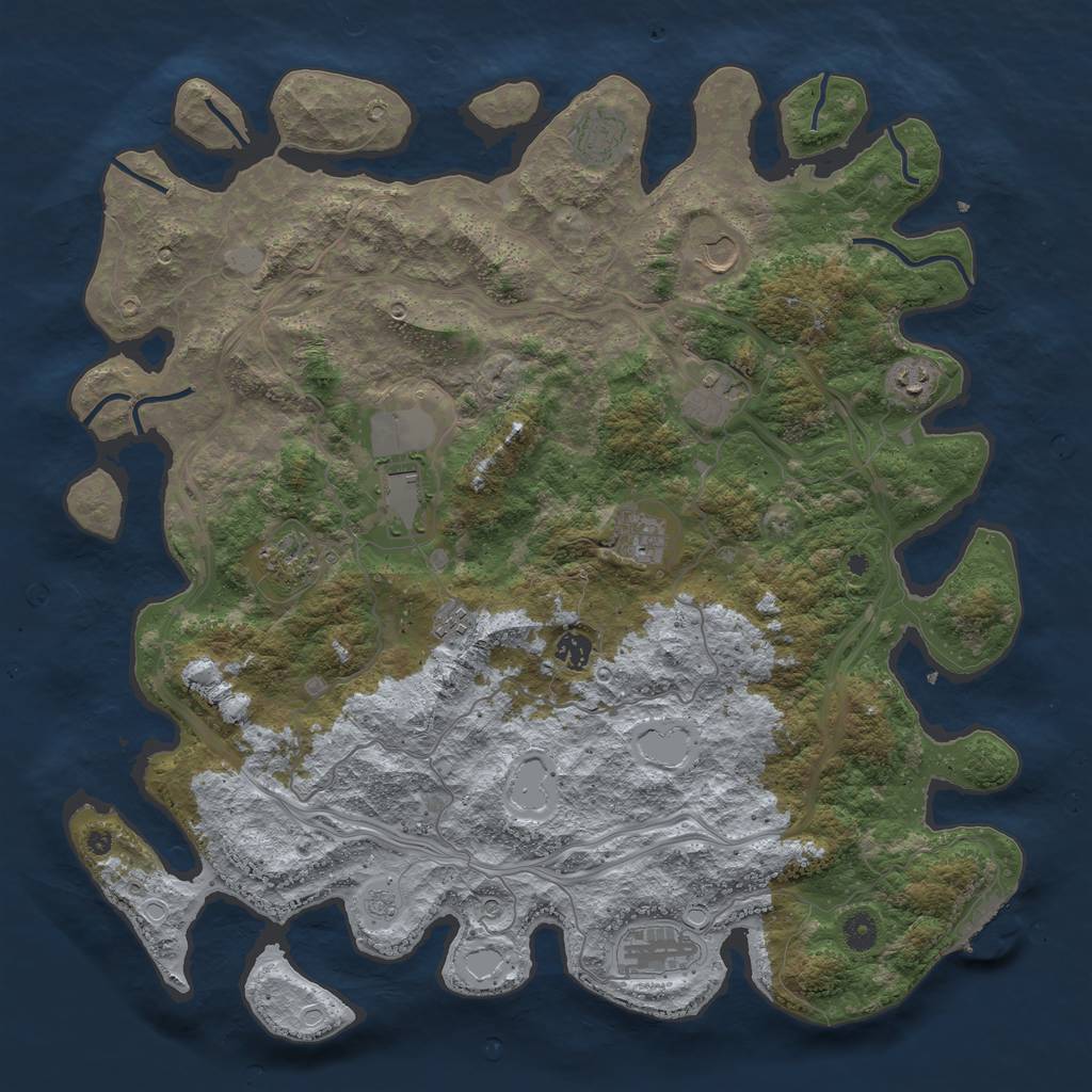 Rust Map: Procedural Map, Size: 4500, Seed: 1199589985, 18 Monuments