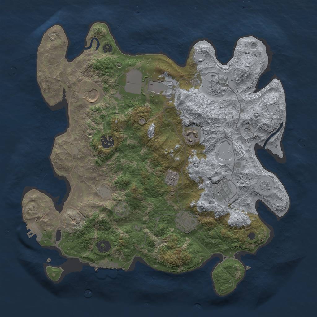 Rust Map: Procedural Map, Size: 3500, Seed: 1019141797, 17 Monuments