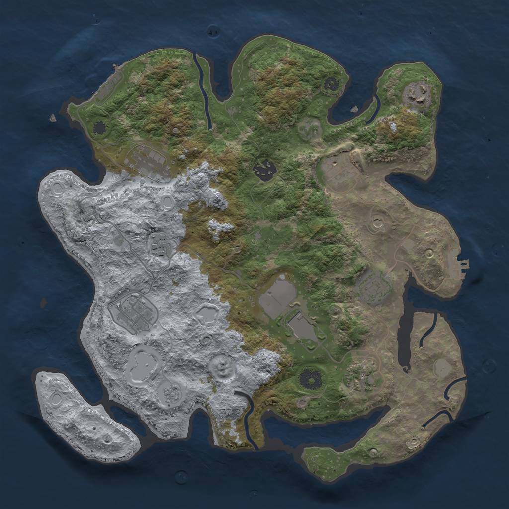 Rust Map: Procedural Map, Size: 3500, Seed: 907312392, 18 Monuments