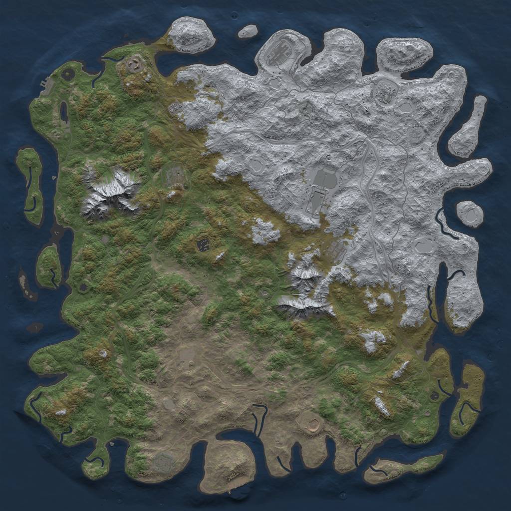 Rust Map: Procedural Map, Size: 6000, Seed: 1609234973, 20 Monuments