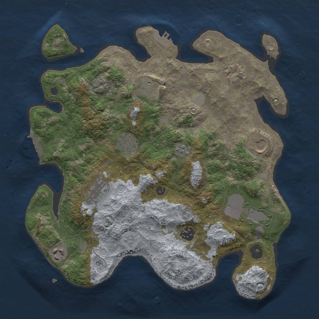 Rust Map: Procedural Map, Size: 3500, Seed: 9368258, 18 Monuments