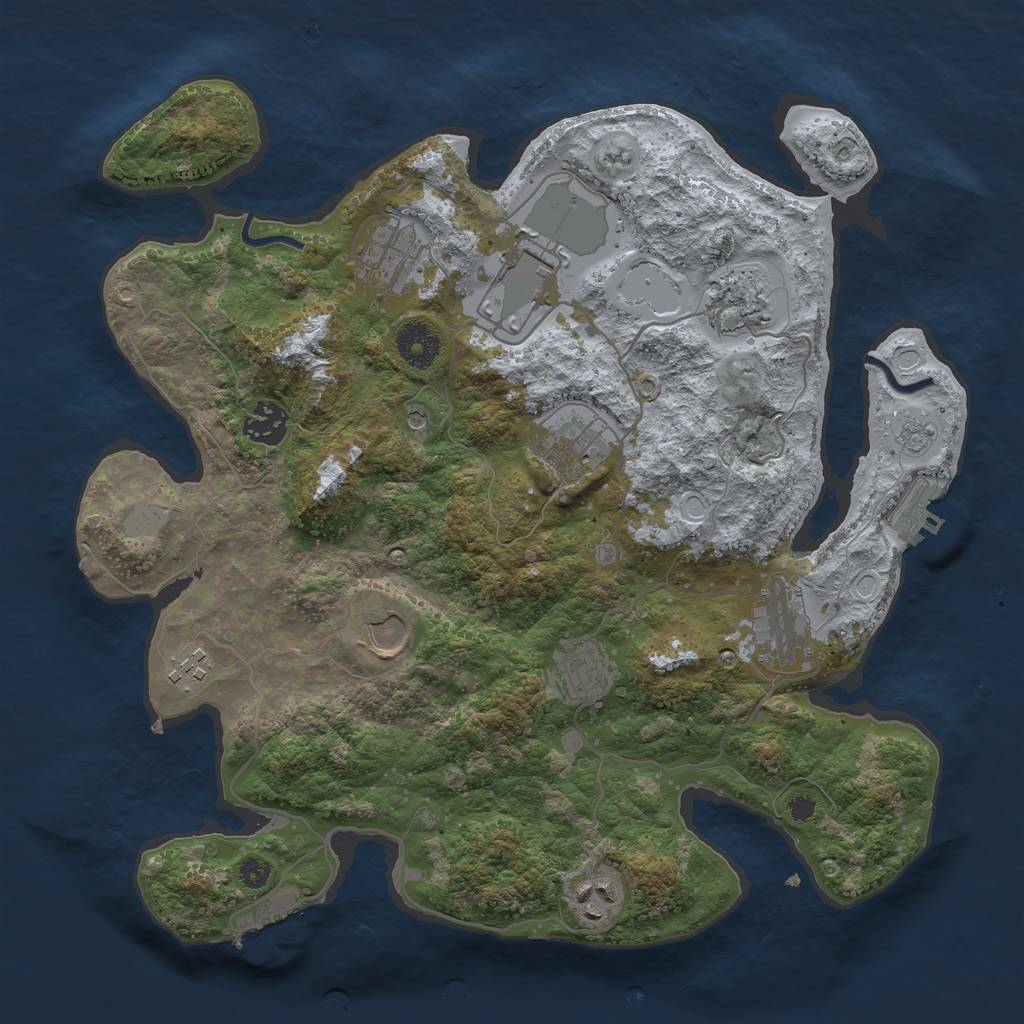 Rust Map: Procedural Map, Size: 3500, Seed: 1043201030, 19 Monuments
