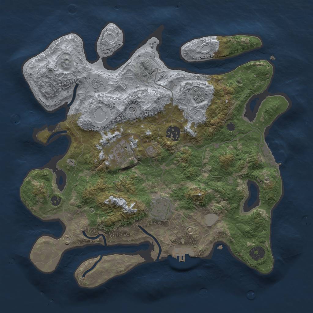 Rust Map: Procedural Map, Size: 3200, Seed: 839632245, 13 Monuments