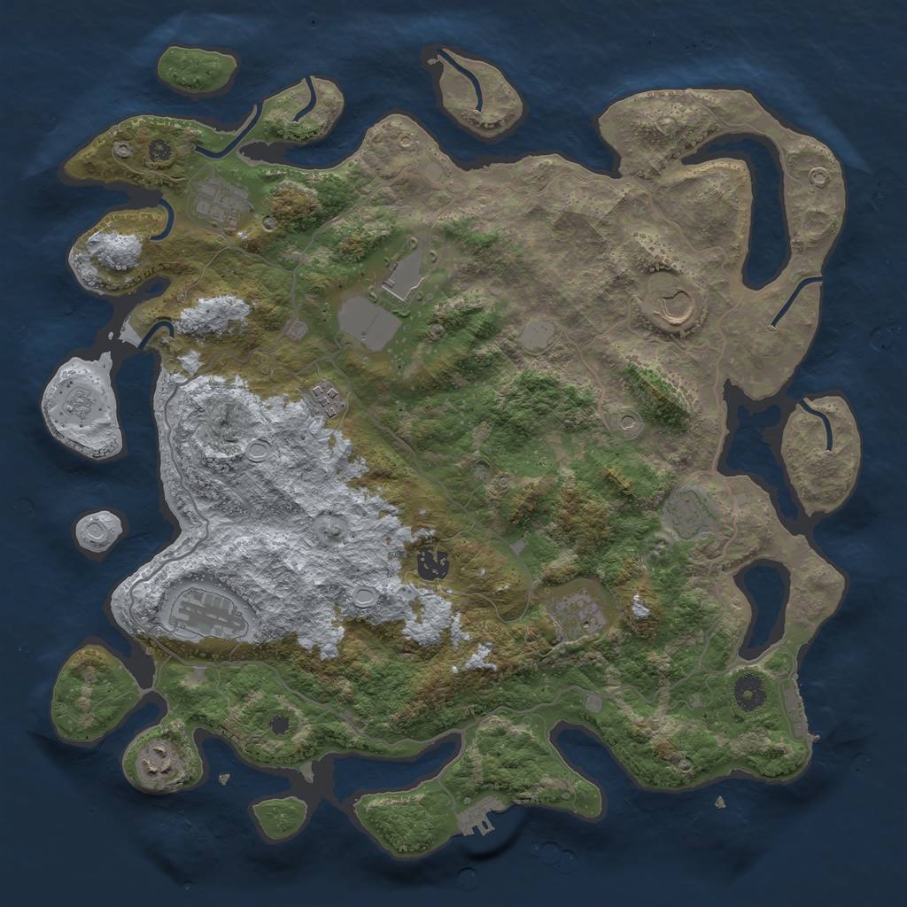 Rust Map: Procedural Map, Size: 4000, Seed: 318536121, 18 Monuments